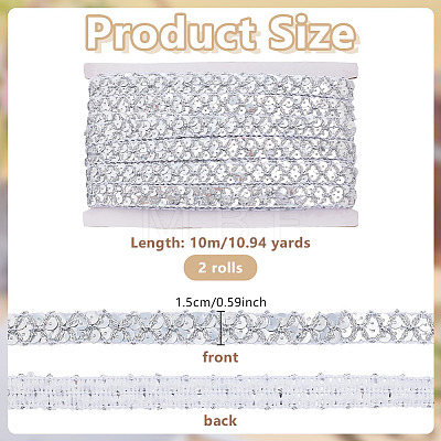 Sparkle Polyester Wavy Lace Trim Ribbon OCOR-WH0082-563A-1