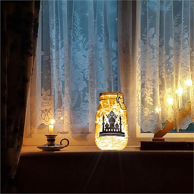 Eid Theme PVC Lamp Film for DIY Colorful Light Hanging Lamp Frosted Glass Jar DIY-WH0512-004-1