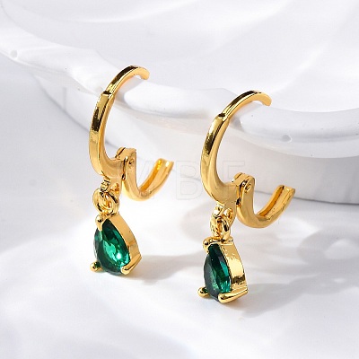 Brass Teardrop Hoop Earrings EJEW-D288-19G-1