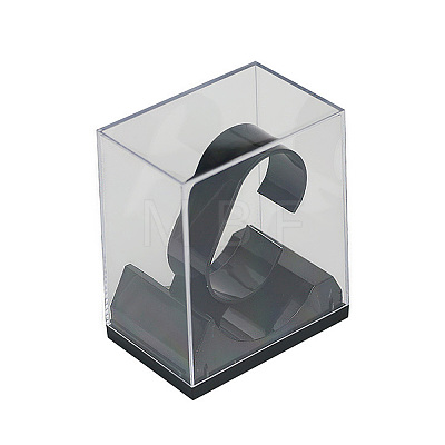 Plastic Black C Shape Watch Display Boxes ODIS-WH0078-89-1-1