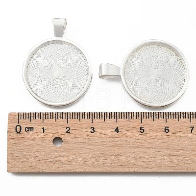 Flat Round Alloy Pendant Cabochon Settings LS-PALLOY-A15654-S-NF-1