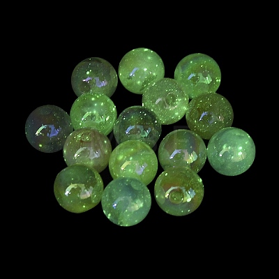 Round UV Plating Luminous Rainbow Iridescent Acrylic Beads LACR-R001-10A-1