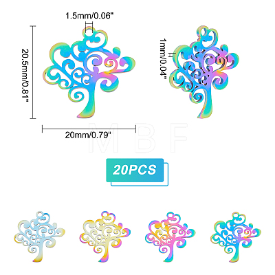 DICOSMETIC 20Pcs Ion Plating(IP) 201 Stainless Steel Pendants STAS-DC0008-39-1