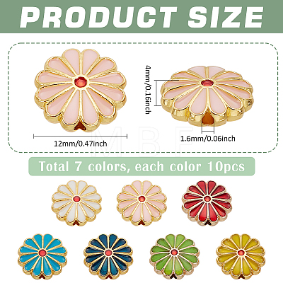 70Pcs 7 Colors Alloy Enamel Beads ENAM-PH0002-89-1