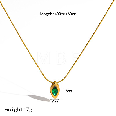 304 Stainless Steel Pave Cubic Zirconia Pendant Necklaces WG0047A-02-1