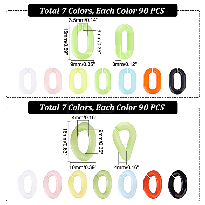 1260Pcs 14 Style Opaque Acrylic Linking Rings SACR-DC0001-01-1