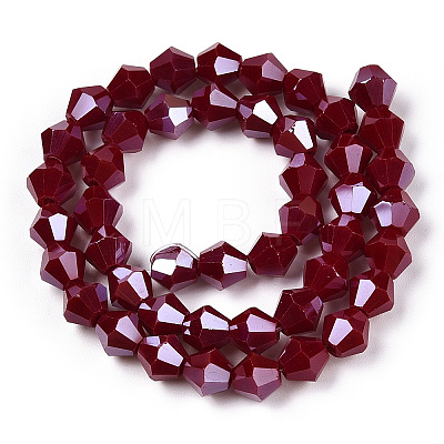 Opaque Solid Color Electroplate Glass Beads Strands EGLA-A039-P6mm-A22-1