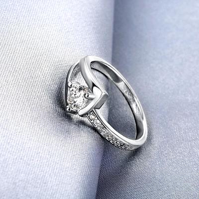 Real Platinum Plated Brass Czech Rhinestone Engagement Rings for Women RJEW-BB04897-8C-1