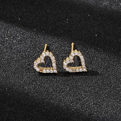 Brass Micro Pave Cubic Zirconia Stud Earrings for Women EJEW-F418-21G-1