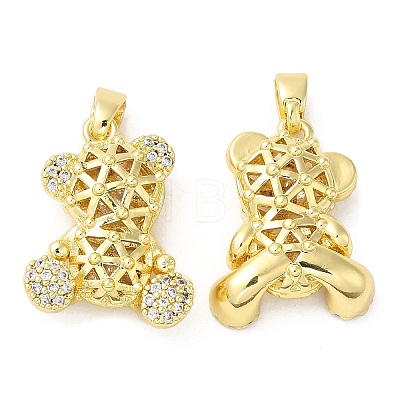 Rack Plating Brass Micro Pave Cubic Zirconia Pendants KK-M252-02G-1