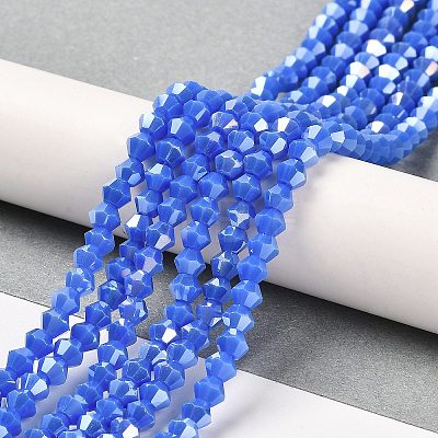 Opaque Solid Color Electroplate Glass Beads Strands EGLA-A039-P4mm-B11-1