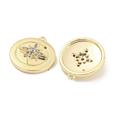 Brass Micro Pave Clear Cubic Zirconia Charms KK-S386-21G-1