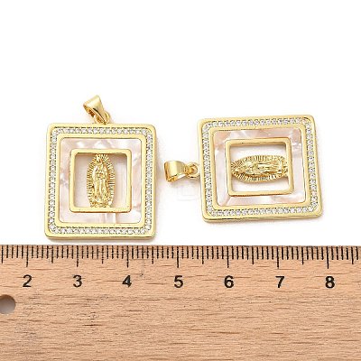 Rack Plating Brass Micro Pave Clear Cubic Zirconia Pendants KK-A206-01G-1