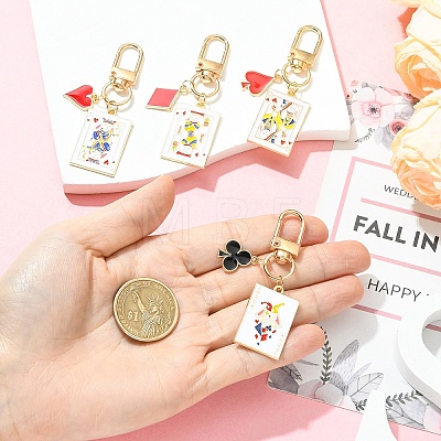 4Pcs Playing Card Alloy Enamel Pendant Decorations HJEW-YW00379-1