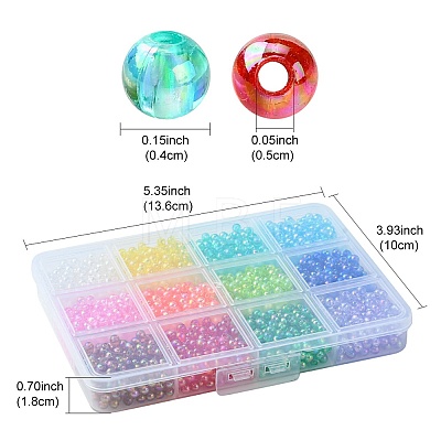 2400Pcs 12 Colors Eco-Friendly Transparent Acrylic Beads TACR-YW0001-97-1