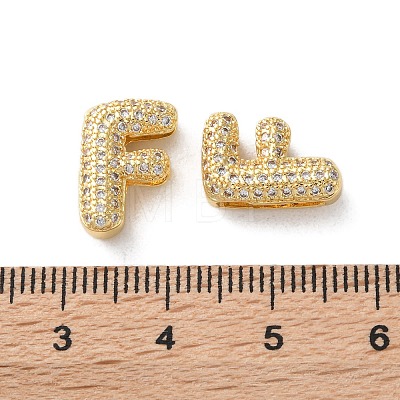 Rack Plating Brass Micro Pave Cubic Zirconia Slide Charms KK-C084-34G-F-1