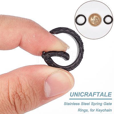 Unicraftale 2Pcs 2 Styles 304 Stainless Steel Spring Gate Rings STAS-UN0041-73-1