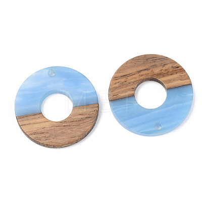 Opaque Resin & Walnut Wood Pendants RESI-S389-013A-C01-1