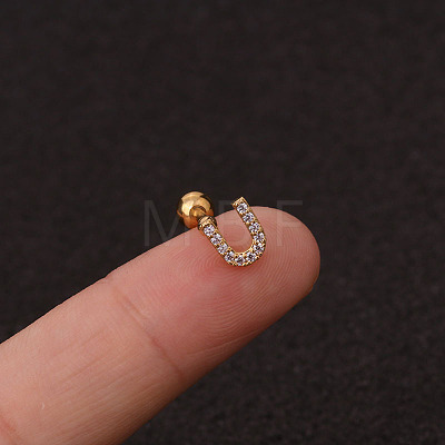 316L Surgical Stainless Steel Micro Pave Clear Cubic Zirconia Cartilage Earrings WG3A850-42-1