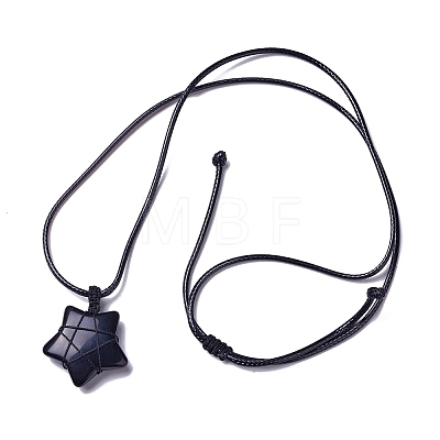 Adjustable Gemstone Star Pendant Necklace NJEW-B086-03-1