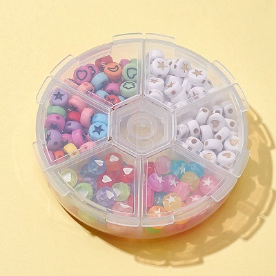 210Pcs 6 Style Opaque & Transparent & Plating Acrylic Beads OACR-FS0001-09-1