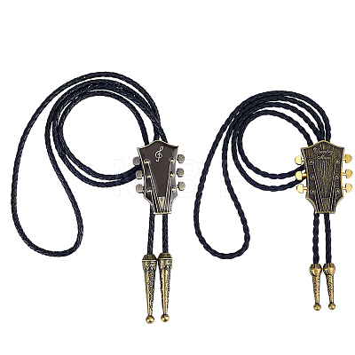 2Pcs 2 Styles Alloy Guitar Pendant Bolo Tie Lariat Necklaces NJEW-GA0001-20-1