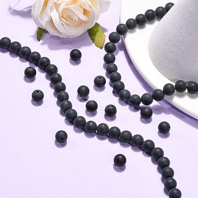 Natural Black Agate Beads Strands X-G-H1617-1