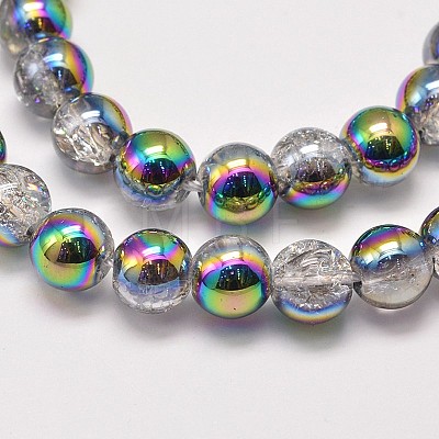 Electroplate Synthetic Crackle Quartz Beads Strands EGLA-J067-8mm-M-1