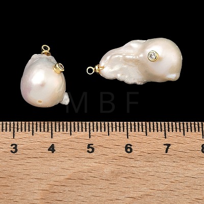 Brass & Pearl Micro Pave Cubic Zirconia Pendants KK-H259-13A-G02-1
