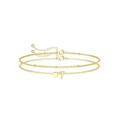 2Pcs 2 Styles Brass Beaded Bracelets & Satellite Chains Bracelets for Women FS-WG4A116-19-1