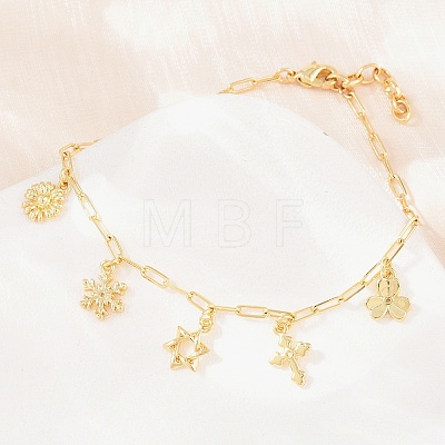 Brass Charm Bracelets BJEW-F545-01D-G-1