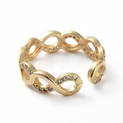 Brass Micro Pave Cubic Zirconia Cuff Rings RJEW-G096-14G-1