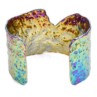 Ion Plating(IP) 304 Stainless Steel Wide Open Cuff Bangle for Women BJEW-F442-03MC-1