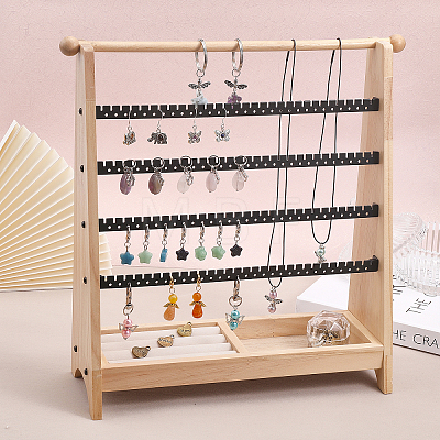 5-Tier Detachable Wooden Jewelry Display Stands with Tray NDIS-WH0006-14-1