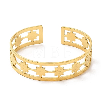 Ion Plating(IP) 304 Stainless Steel Star Open Cuff Bangles BJEW-L682-026G-1