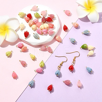 48Pcs 8 Colors Opaque Resin Charms PALLOY-YW00209-1
