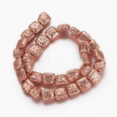 Electroplated Natural Lava Rock Beads Strands G-P400-09-1