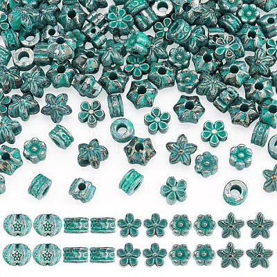 100Pcs 5 Styles Tibetan Style Alloy Beads FIND-TA0010-99ABG-1