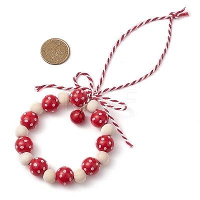 Wreath Wood Beads Pendant Decorations HJEW-TA00302-1