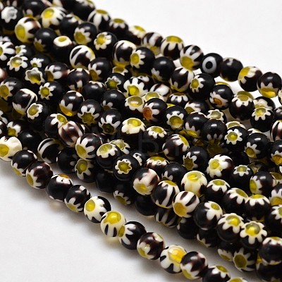 Round Millefiori Glass Beads Strands LK-P001-06-1
