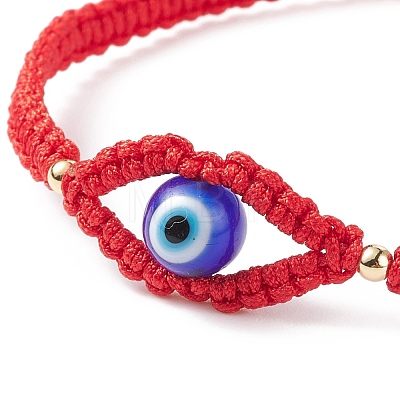 Lampwork Evil Eye Braided Bead Bracelet BJEW-TA00160-02-1