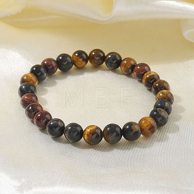 Natural Tiger Eye Bead Stretch Bracelets BJEW-K212-B-005-1