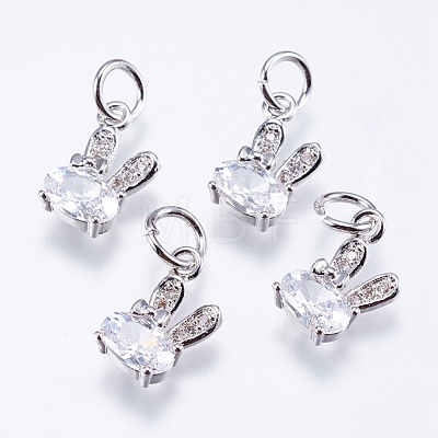 Brass Micro Pave Cubic Zirconia Bunny Charms RB-I077-19-RS-1