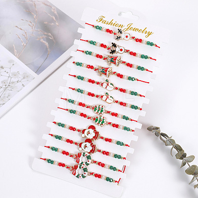 Christmas Alloy Enamel Pendant Link Bracelets FS-WG9F6E2-01-1
