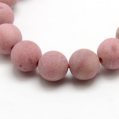 Natural Frosted Rhodonite Round Bead Strands LS-G-M064-6mm-04-1