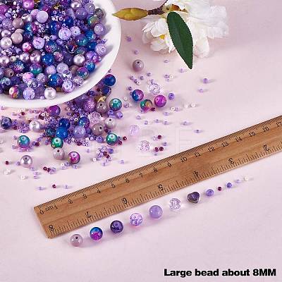 2 Bag Glass Round Beads Set JX547N-1