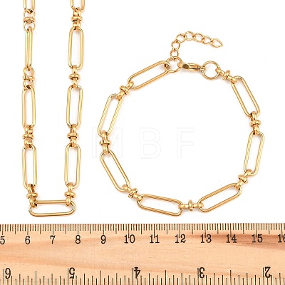 304 Stainless Steel Paperclip Chains Bracelet & Necklace Jewelry Sets SJEW-L199-02G-1
