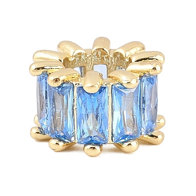 Brass Micro Pave Cubic Zirconia European Beads KK-C170-34G-02-1