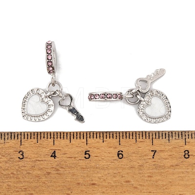 Rack Plating Alloy Light Rose Rhinestone European Dangle Charms FIND-C055-27P-01-1