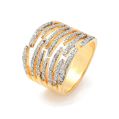 Brass Micro Pave Clear Cubic Zirconia Finger Rings for Women RJEW-R011-11G-01-1